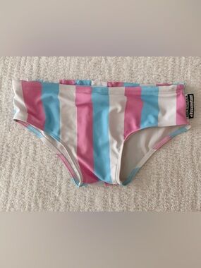 AussieBum Striped Swim Bottoms in Pink, Blue & White